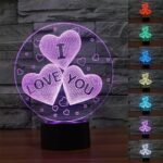 Lámpara LED 3d Corazones I LOVE YOU