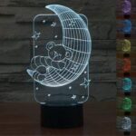 Lámpara LED 3d osito durmiendo sobre luna