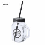 Jarra de cristal 500ml tapa metálica y pajita plástica en variados colores