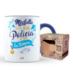 Taza Color Azul – Medalla a la mejor policia de todos los tiempos
