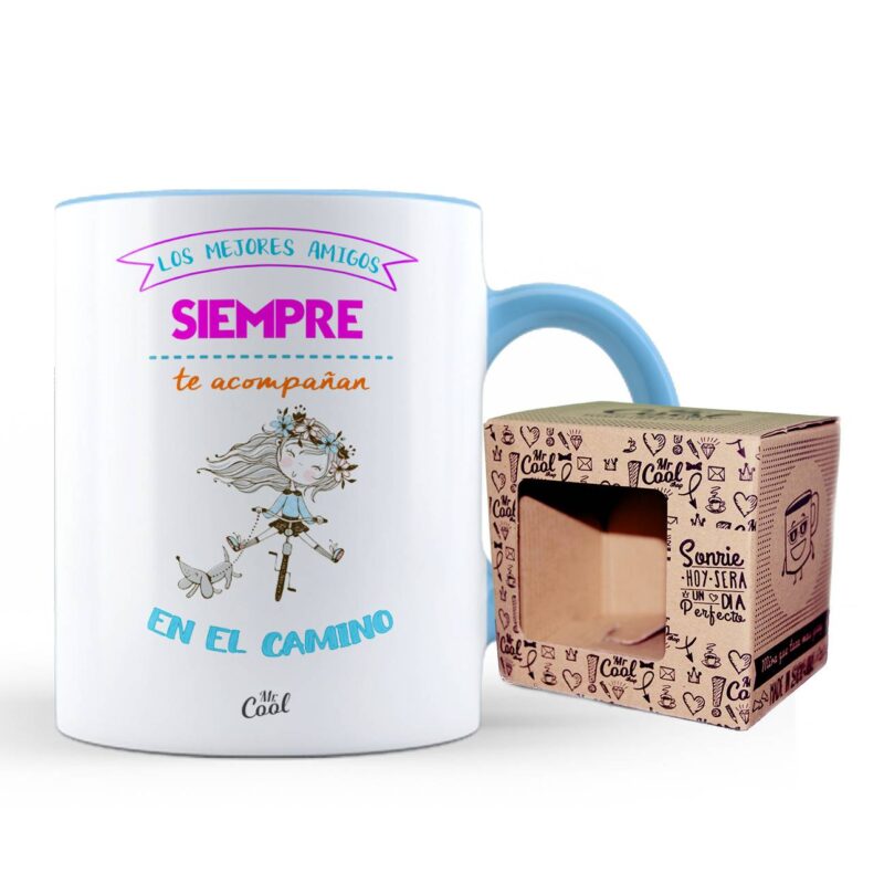 Taza Color Celeste – Los mejores amigos siempre te acompañan en el camino