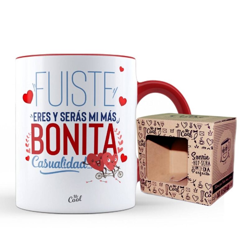 Taza Color Rojo – Fuiste eres y seras mi más bonita casualidad