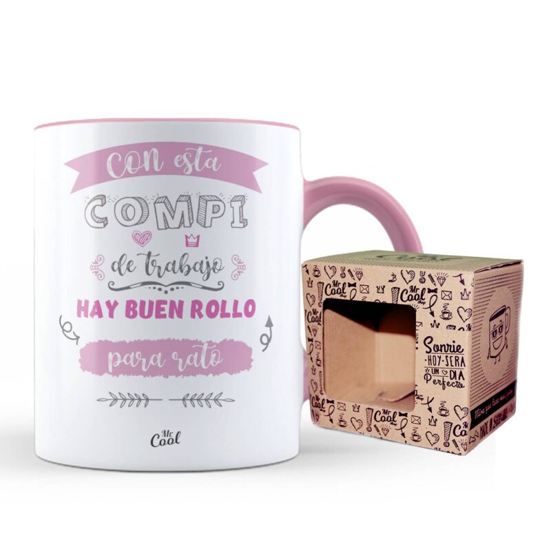 Taza Color rosa – Con esta de compi de trabajo hay buen rollo para rato