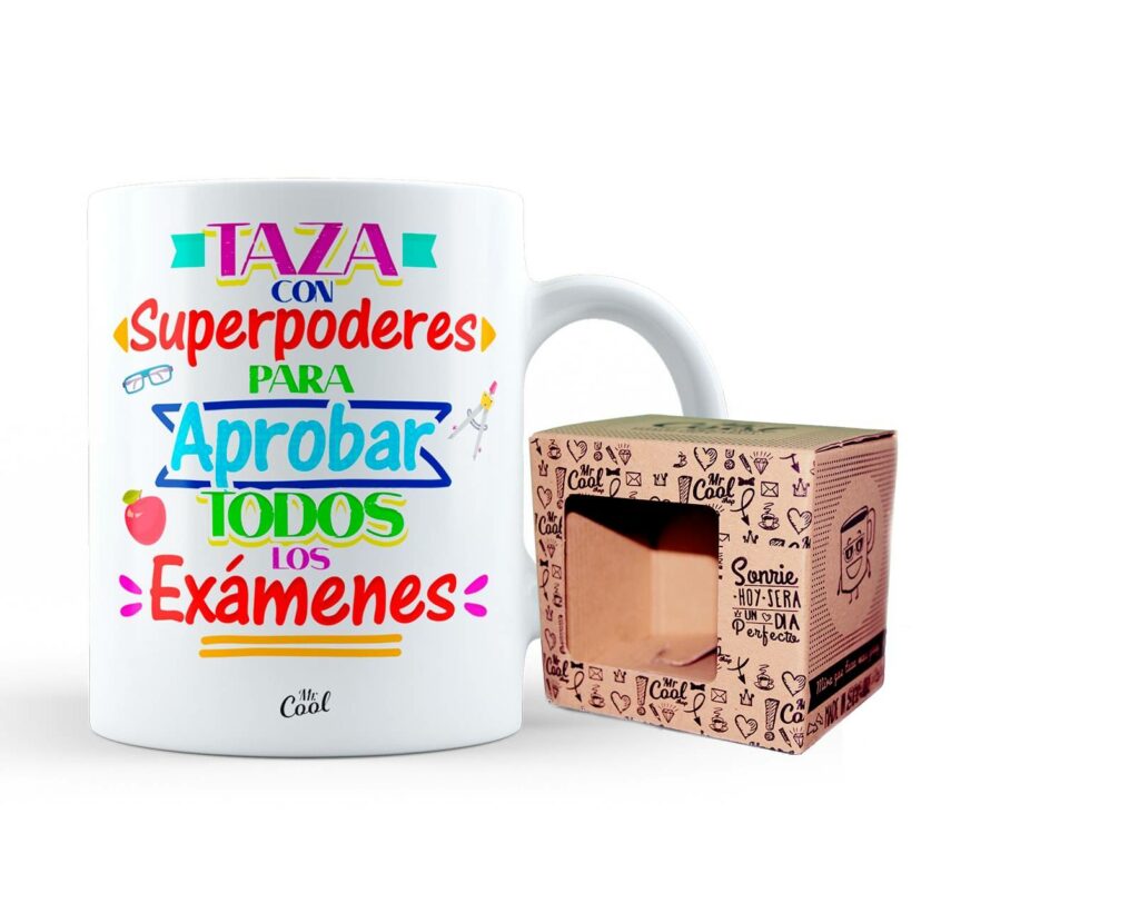 Taza con superpoderes para aprobar exámenes - Regalo motivador para estudiantes