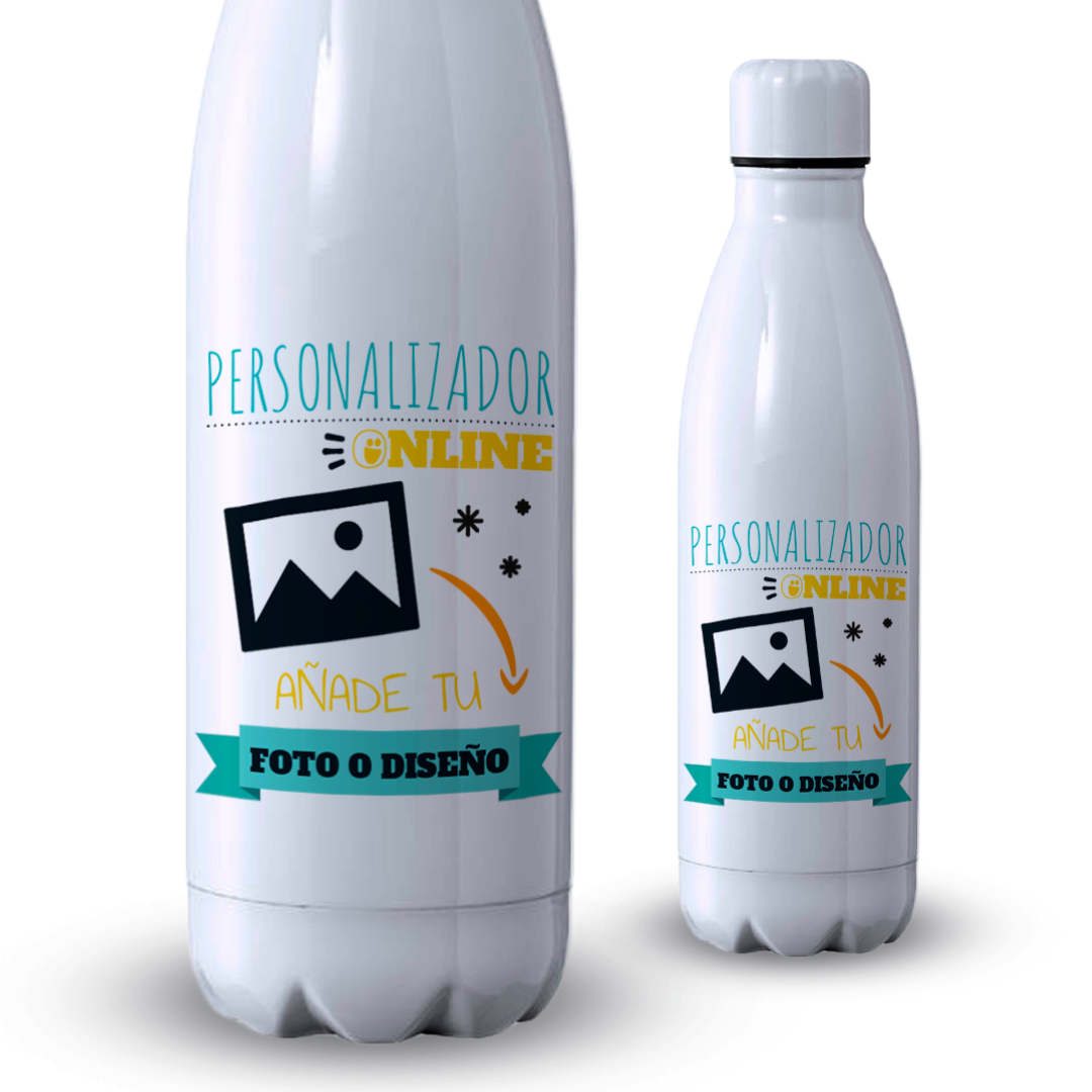 Botella personalizada con nombre. Botella agua acero inoxidable  personalizada de doble capa y libre de BPA. Mantiene las bebidas frías y  calientes