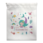 Bolsa de merienda personalizada con foto y/o texto | Bolsa merienda infantil | Bolsa para almuerzo | Ideal para el cole y guarderías | Diseño Sirenita