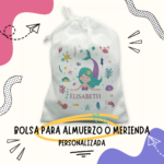 Bolsa de merienda personalizada con foto y/o texto | Bolsa merienda infantil | Bolsa para almuerzo | Ideal para el cole y guarderías | Diseño Sirenita - Imagen 2