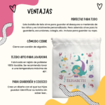 Bolsa de merienda personalizada con foto y/o texto | Bolsa merienda infantil | Bolsa para almuerzo | Ideal para el cole y guarderías | Diseño Sirenita - Imagen 4