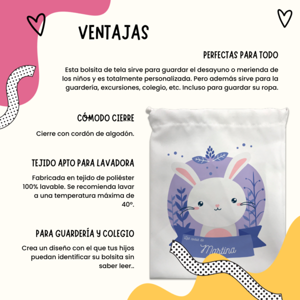 BOLSA DE MERIENDA PERSONALIZADA CONEJO