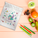 Bolsa de merienda personalizada con foto y/o texto | Bolsa merienda infantil | Bolsa para almuerzo | Ideal para el cole y guarderías | Diseño Sirenita - Imagen 7
