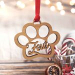 bola navidad huella mascota madera con nombre