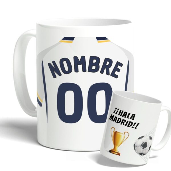 Taza Real Madrid personalizada con escudo y nombre