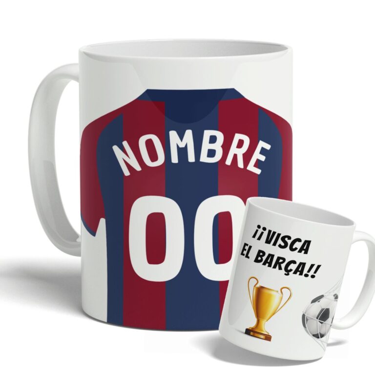 taza barcelona personalizada con nombre y numero