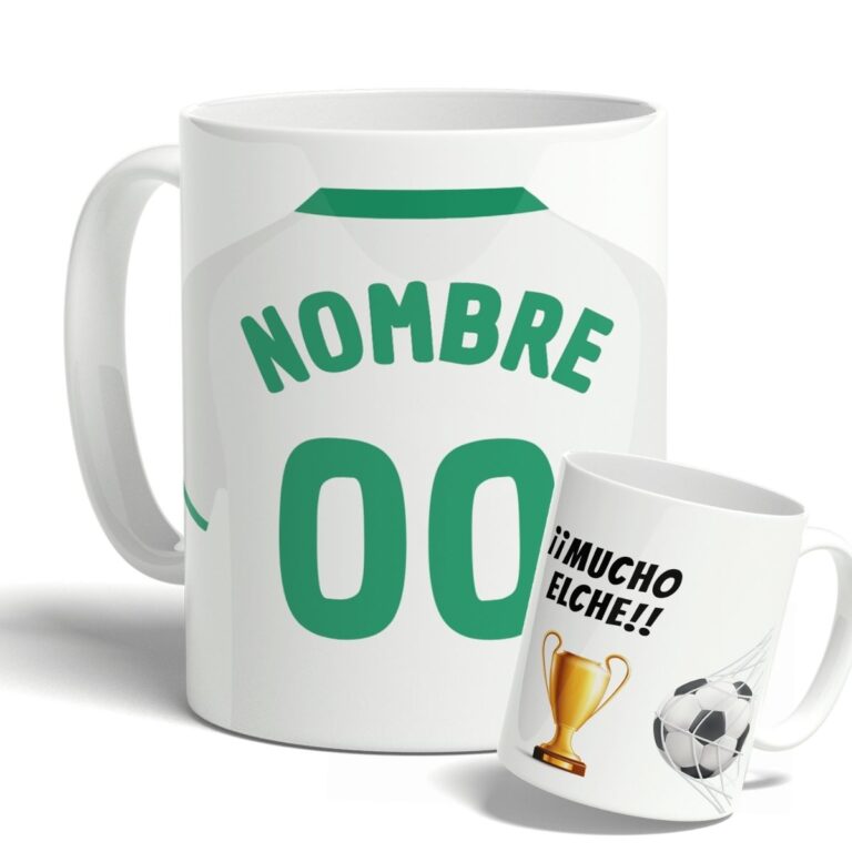 taza elche cf personalizada con nombre y numero