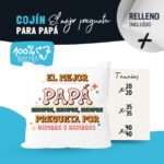 Cojín con Frase Divertida para el Día del Padre "El Mejor Papá". - Imagen 4