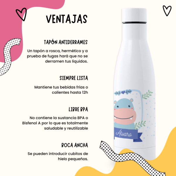 Botella Personalizada 750ml Hipopotamo