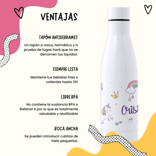 Botella Personalizada 750ml Unicornios