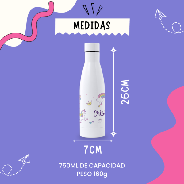 Botella Personalizada 750ml Unicornios