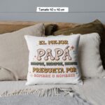 Cojín con Frase Divertida para el Día del Padre "El Mejor Papá". - Imagen 5