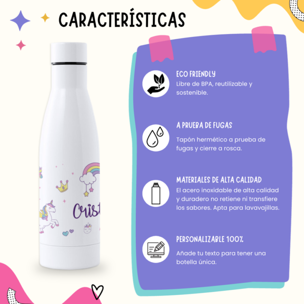 Botella Personalizada 750ml Unicornios