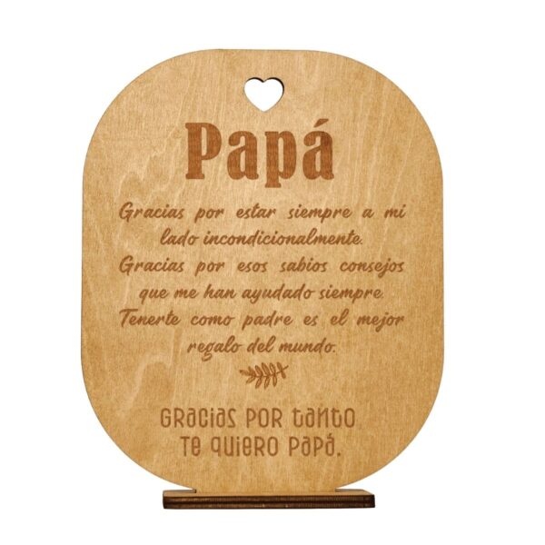 Tarjeta de agradecimiento en madera para papá - Regalo emotivo y original