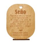 Dedicatoria madera personalizada para seño fin de curso con frase grabada