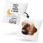 Cojín Personalizable con Frase Divertida para el Día de la Madre "Siempre Hasta la Luna”.