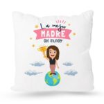 Cojín con Frase Divertida para el Día de la Madre "La Mejor Madre del Mundo".