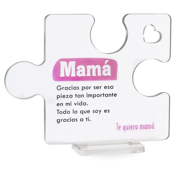 Placa personalizada acrílica con forma de puzzle para mamá - Regalo emotivo