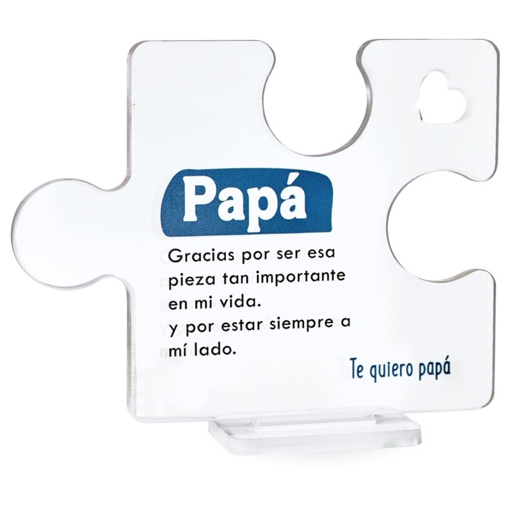 placa personalizada acrílica con forma de pieza de puzzle para papá