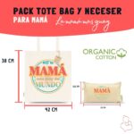 Pack Tote Bag y Neceser algodón orgánico para viaje con diseño “La mamá más guay del mundo” para el Día de la Madre - Imagen 2