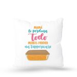 Cojín con Frase Divertida para el Día de la Madre "Mamá lo perdona todo menos perder un tupperware"