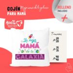 Cojín con Frase Divertida para el Día de la Madre "La mejor mamá de la galaxia" - Imagen 2
