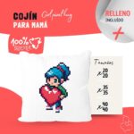 Cojín con Frase Divertida para el Día de la Madre "Pixel Girl Love" - Imagen 2