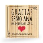 Tabla de Madera "Gracias por enseñarnos con el corazón" Personalizada para Profesores