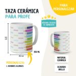 Taza Profesor Personalizada Fin de Curso con Nombres de Alumnos – Diseño Lápices de Colores - Imagen 2