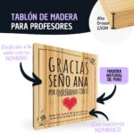 Tabla de Madera "Gracias por enseñarnos con el corazón" Personalizada para Profesores - Imagen 2