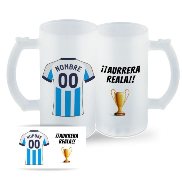 Jarra Real Sociedad personalizada con escudo y nombre grabado