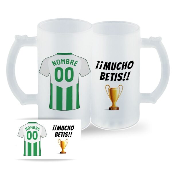 Jarra Betis personalizada con escudo y nombre grabado