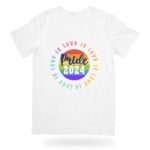 Camiseta Orgullo LGTBIQ+ con frase "Love is Love" Pride 2024.
