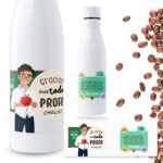 Botella personalizada gracias profe fin de curso con nombres