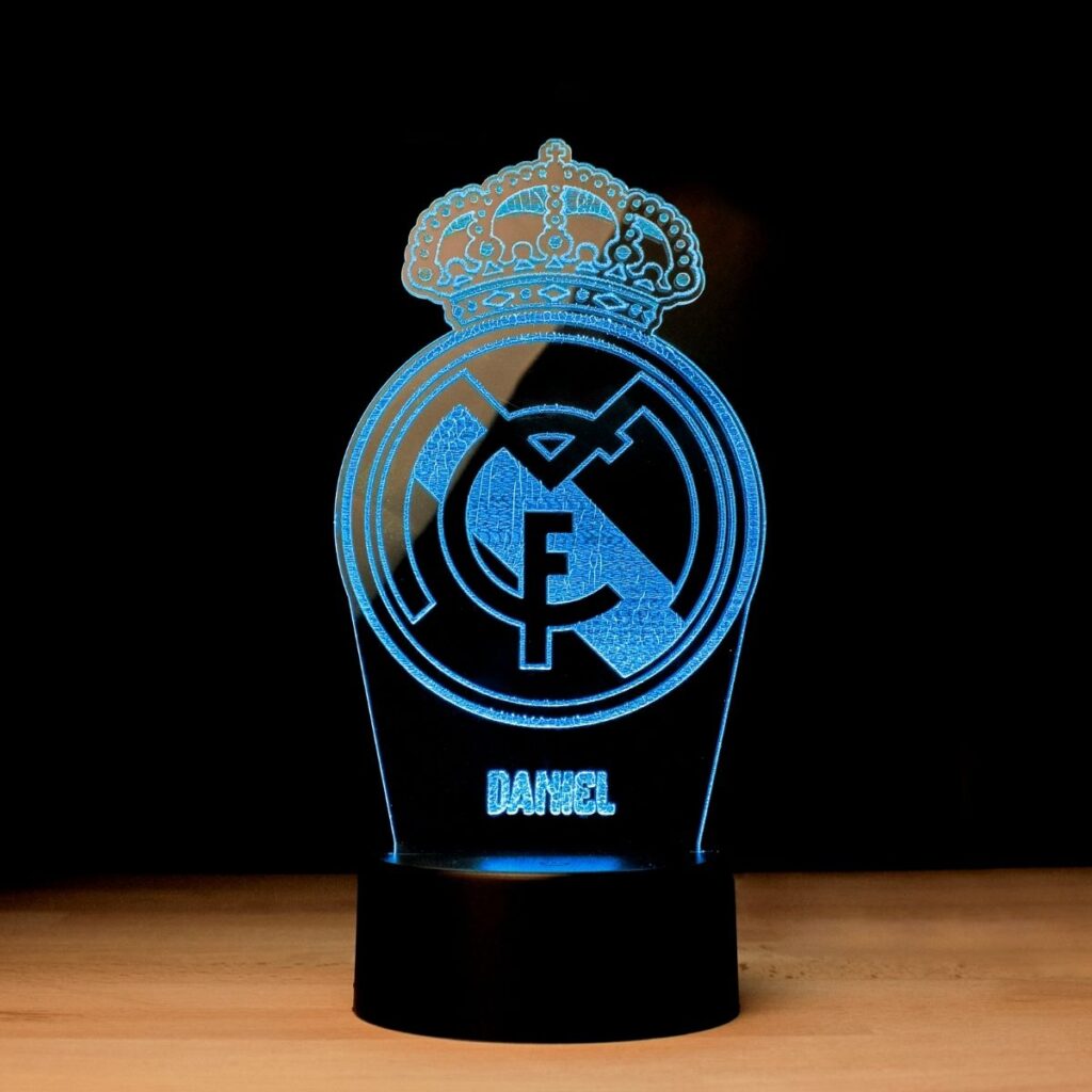 Lámpara LED 3D fútbol personalizada diseño Real Madrid