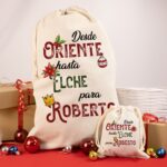 Pack Saco de regalos de Navidad y Saco de carbón personalizados. Diseño Oriente