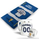 Pack taza y toalla personalizada con diseño de equipo de fútbol