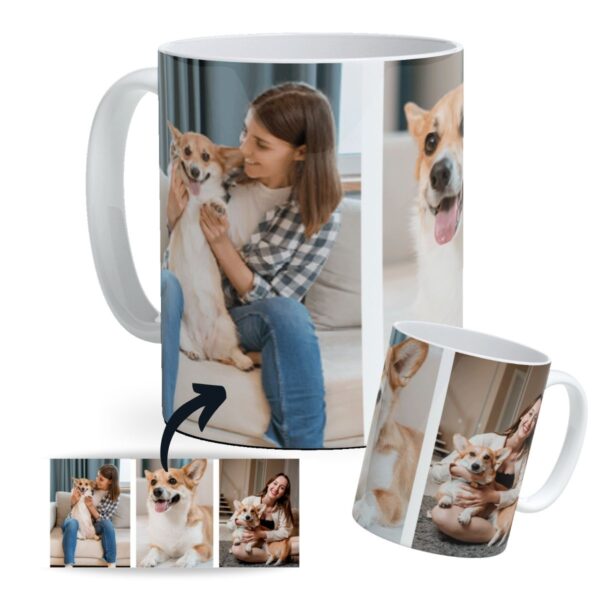 Taza con fotos personalizadas en alta calidad, ideal para regalo.