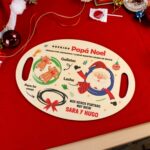 Bandeja de Navidad personalizada con nombre de madera Reyes Magos , Papá Noel Diseño 4