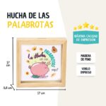 Hucha de Madera Cuadrada con Diseño "Hucha Cerdito de las Palabrotas" - Imagen 2