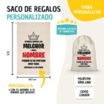 Saco de regalos de Navidad Personalizado con nombre. Con cordón ajustable. Diseño Entrega Melchor - Imagen 2