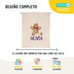Saco para carbón de Navidad Personalizado con nombre. Bolsa de tela para carbón personalizable. Diseño Galleta - Imagen 7