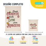 Pack Saco de regalos de Navidad y Saco de carbón personalizados. Diseño Oriente - Imagen 3
